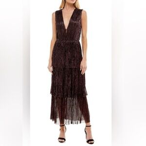 SOCIALITE Deep purple and black tiered cocktail maxi dress size S